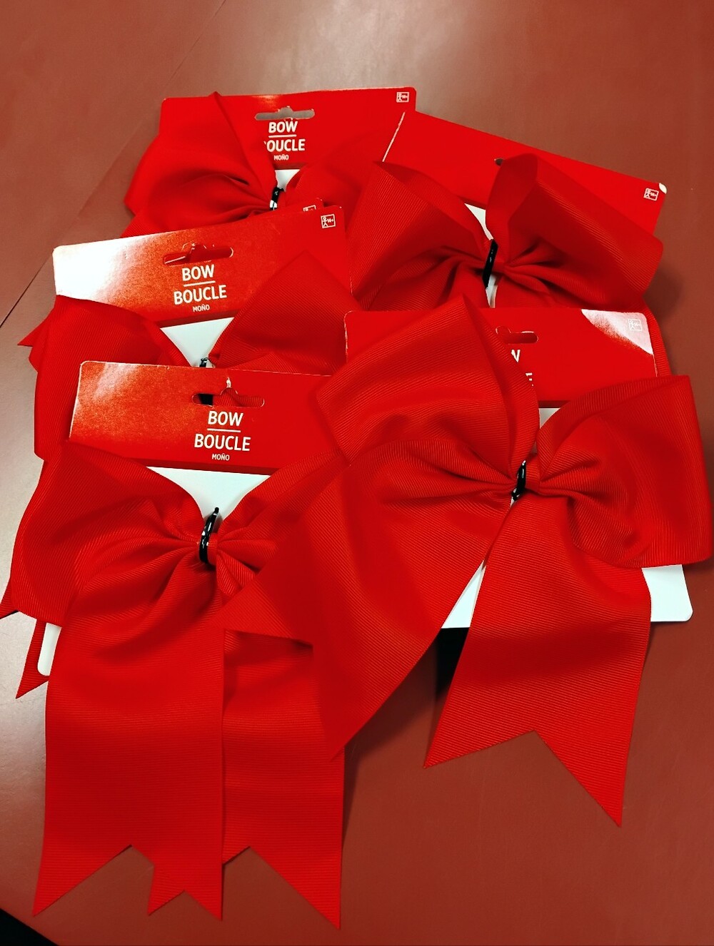 6 Red Bow Hair Bows (Set)